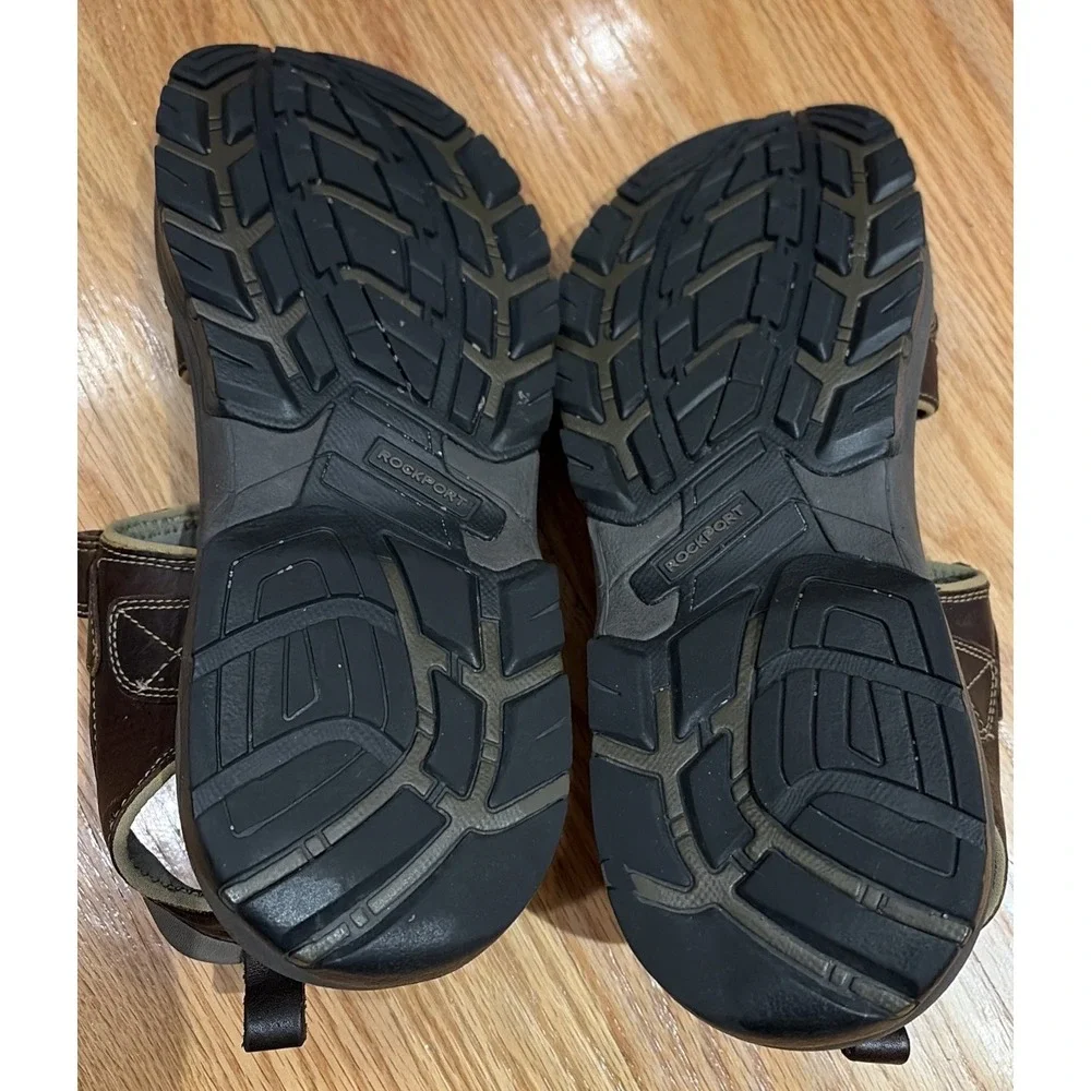 Rockport Men's Sandals 11M Adjustable Hook & Loop Casual Shoes Brown